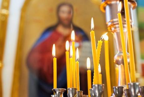 Griechische Weihnachten Kerzen Kirche