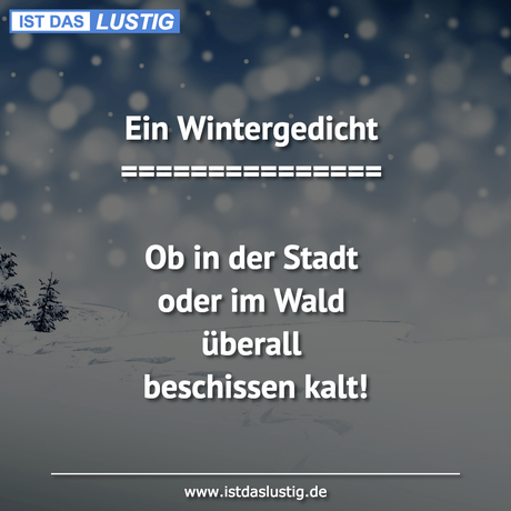 Lustiger BilderSpruch - Ein Wintergedicht ===============  Ob in der...