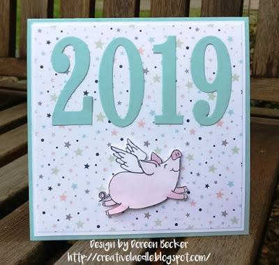 Neujahrskarte Glücksschweinchen + Infos SAB