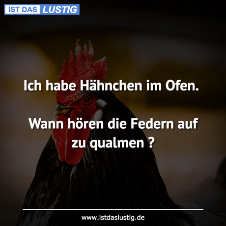 Lustiger BilderSpruch - Ich habe Hähnchen im Ofen.  Wann hören die...