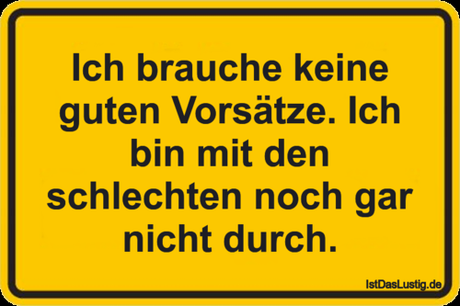 Lustiger BilderSpruch - Ich brauche keine guten Vorsätze. Ich bin mit...