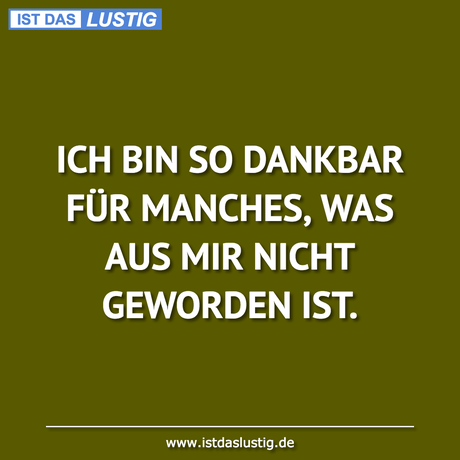 Lustiger BilderSpruch - ICH BIN SO DANKBAR FÜR MANCHES, WAS AUS MIR...