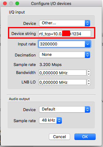 Wie können SDR Signale vom Raspberry Pi SDR-Server per tcp im ganzen Netzwerk auf den Mac (Windows) übertragen werden?