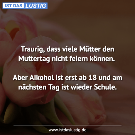 Lustiger BilderSpruch - Traurig, dass viele Mütter den Muttertag nicht...