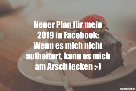 Lustiger BilderSpruch - Neuer Plan für mein 2019 in Facebook: Wenn es...