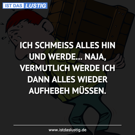 Lustiger BilderSpruch - ICH SCHMEISS ALLES HIN UND WERDE... NAJA,...