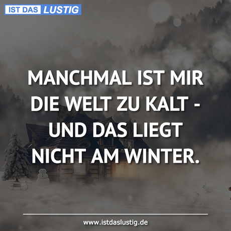 Lustiger BilderSpruch - MANCHMAL IST MIR DIE WELT ZU KALT - UND DAS...