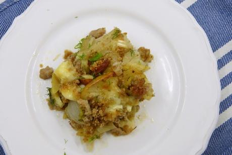 Gerösteter Fenchel mit Apfel, Camembert und Mandeln