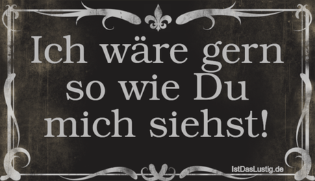 Lustiger BilderSpruch - Ich wäre gern so wie Du mich siehst!