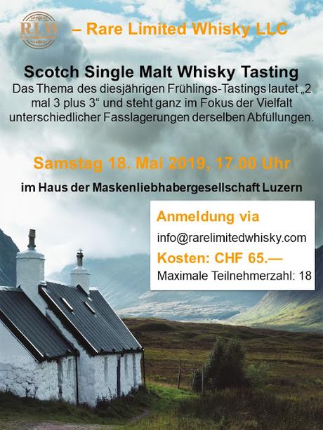 Frühlings-Whisky-Tasting in Luzern: 18. Mai 2019, 17 Uhr 