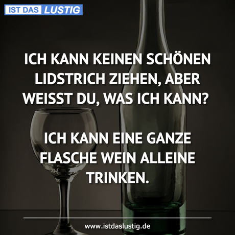 Lustiger BilderSpruch - ICH KANN KEINEN SCHÖNEN LIDSTRICH ZIEHEN, ABER...