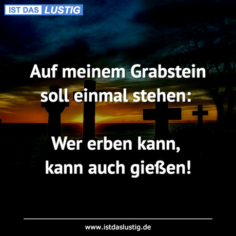Lustiger BilderSpruch - Auf meinem Grabstein soll einmal stehen:  Wer...
