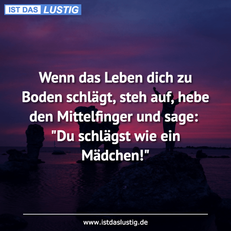 Lustiger BilderSpruch - Wenn das Leben dich zu Boden schlägt, steh auf,...
