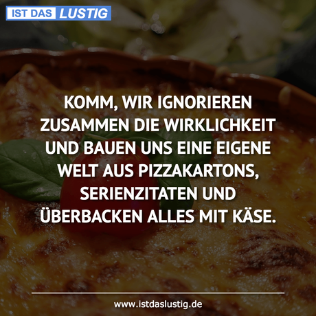 Lustiger BilderSpruch - KOMM, WIR IGNORIEREN ZUSAMMEN DIE WIRKLICHKEIT...