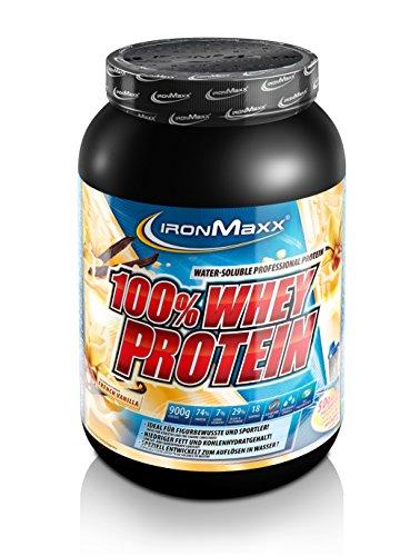 IronMaxx 100% Whey Proteinpulver – Vanille Eiweißpulver Whey für Proteinshake – Wasserlösliches Proteinpulver mit French Vanilla Geschmack – 1 x 900 g Dose