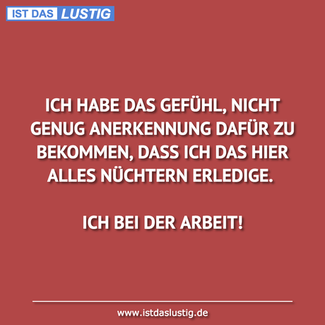 Lustiger BilderSpruch - ICH HABE DAS GEFÜHL, NICHT GENUG ANERKENNUNG...
