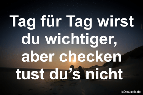 Lustiger BilderSpruch - Tag für Tag wirst du wichtiger,  aber checken...