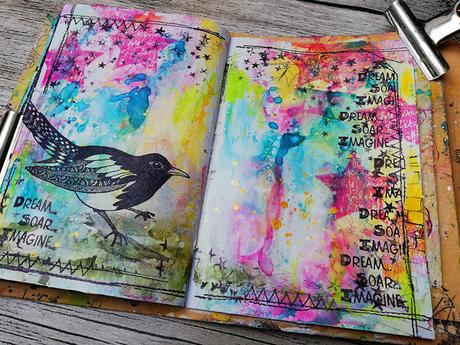 Art Journal Page with Distress Oxides & Rubber Dance Stamps