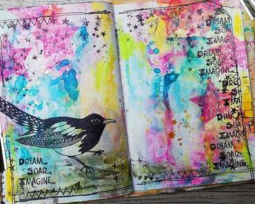 Art Journal Page with Distress Oxides & Rubber Dance Stamps