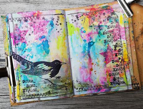 Art Journal Page with Distress Oxides & Rubber Dance Stamps