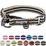 Blueberry Pet 2cm M 3M Reflektierendes Bunt Gestreiftes Olivgrün und Graublaue Hundehalsband für Mittelgroße Hunde