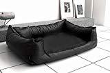 TIERLANDO G3-L-03 Orthopädisches Hundebett Goofy VISCO Anti-Haar Kunstleder Hundesofa Hundekorb Gr. M 90cm Schwarz Ortho