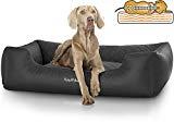 Knuffelwuff Orthopädisches Hundebett Madison aus Laser gestepptem Kunstleder waschbar Hunde ortho bed Hundesofa Hundekorb Hundekörbchen orthopädisch memory XXXL 155cm x 105cm Schwarz Übergröße für große Hunde