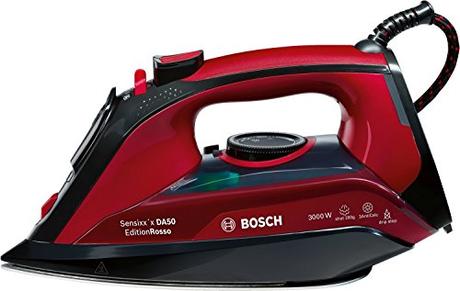 Bosch Dampfbügeleisen TDA503001P,sparsame eco Dampfstufe, 200g Dampfstoß, 3fach-Entkalkung, 3.000 Watt, schwarz/rot