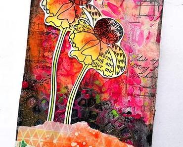 Mixed Media Tag using the Rubber Dance Doodle Flowers (Video Tutorial)