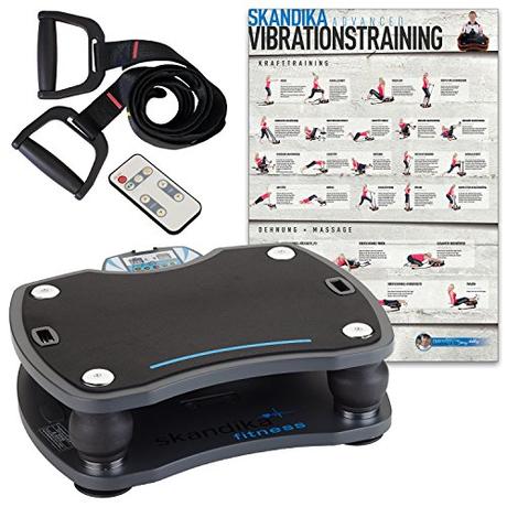 skandika Home Vibrationsplatte, Profi Vibrationsgerät, inklusive Trainingsbänder mit großer rutschsicheren Trainingsfläche