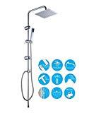 JOHO 304 Edelstahl Duschset Duschsystem Regenduschset mit Kopfbrause (Duschset mit Kopfbrause eckig 20x20cm)