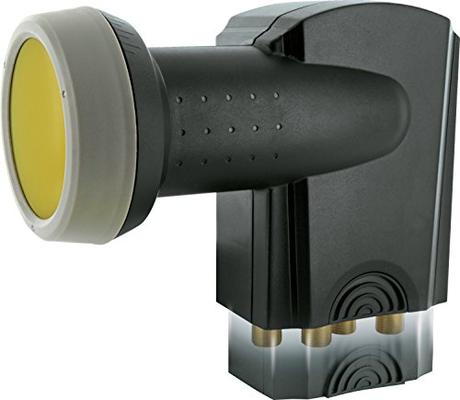 SCHWAIGER -371- Quad LNB mit Sun Protect, 4-Fach, digital (4 Teilnehmer), extrem hitzebeständige LNB Kappe, Einsatz mit Satellitenschüssel, multifeed-tauglich mit Wetterschutz, vergoldete Kontakte