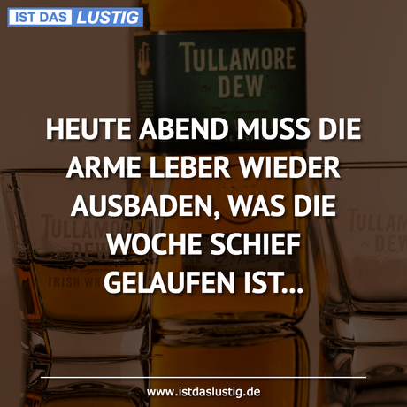 Lustiger BilderSpruch - HEUTE ABEND MUSS DIE ARME LEBER WIEDER...