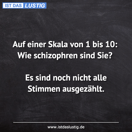 Lustiger BilderSpruch - Auf einer Skala von 1 bis 10: Wie schizophren...