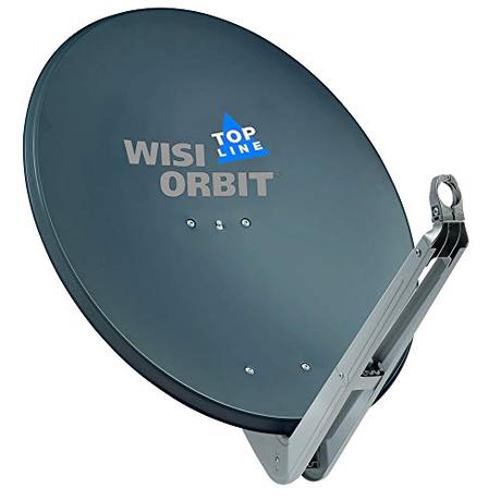 WISI Orbit Topline Satelliten Offset-Antenne OA85H in Basaltgrau – 85cm Reflektor aus Aluminium mit 40mm LNB-Halterung, Feedarm und Mastschellen – Komplette Sat Antenne mit Montagezubehör
