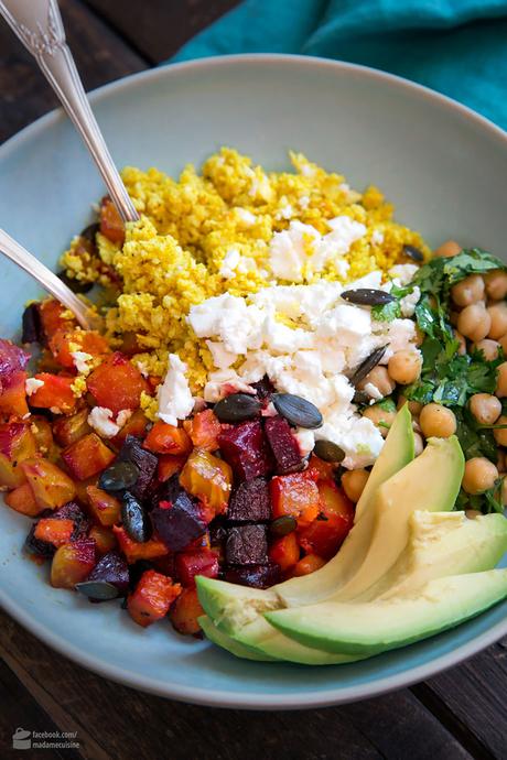 Blumenkohl-Reis-Bowl mit Ofengemüse