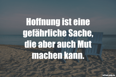 Lustiger BilderSpruch - Hoffnung ist eine gefährliche Sache, die aber...
