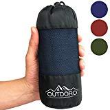 Outdoro Hüttenschlafsack, Ultra-Leichter Reise-Schlafsack - nur 350 g aus Reiner Baumwolle mit Kissen-Fach - dünn & klein - Inlett, Travel-Sheet