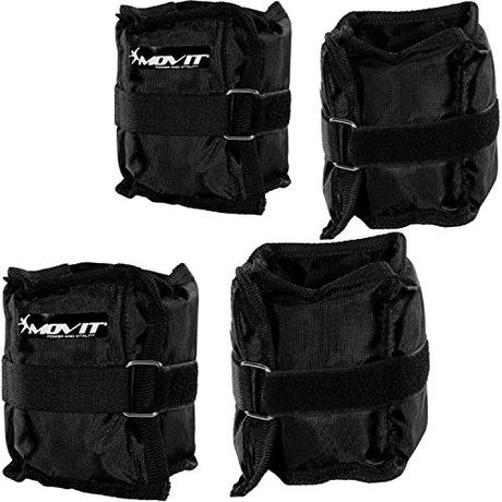 MOVIT 4er Set Gewichtsmanschetten, 2X 500g und 2X 1000g Laufgewichte für Fuß- und Handgelenke in 3 Farbvarianten Schwarz