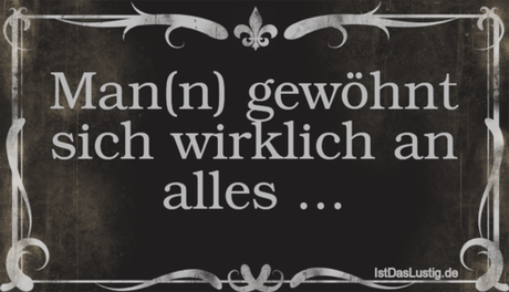 Lustiger BilderSpruch - Man(n) gewöhnt sich wirklich an alles ...