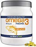 Omega 3 Fischöl-Kapseln 1000mg - Der VERGLEICHSSIEGER 2019* - 400 Stück Hochdosiert - Mit 180mg EPA und 120mg DHA pro Omega-3 Softgel-Kapsel - Ohne Magnesiumstearate von GloryFeel