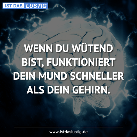 Lustiger BilderSpruch - WENN DU WÜTEND BIST, FUNKTIONIERT DEIN MUND...