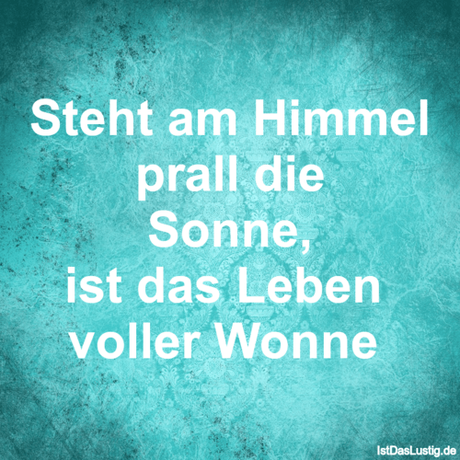 Lustiger BilderSpruch - Steht am Himmel prall die Sonne, ist das Leben...