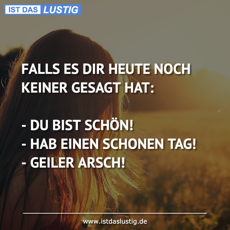 Lustiger BilderSpruch - FALLS ES DIR HEUTE NOCH KEINER GESAGT HAT:  -...