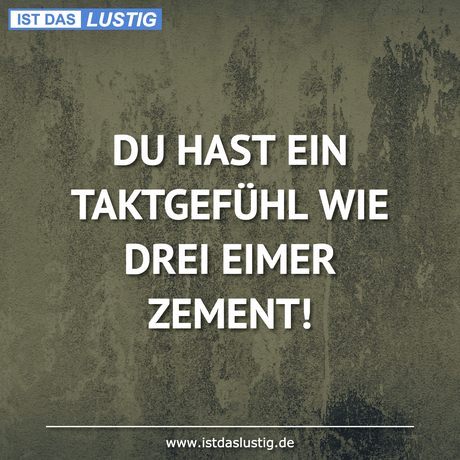 Lustiger BilderSpruch - DU HAST EIN TAKTGEFÜHL WIE DREI EIMER ZEMENT!