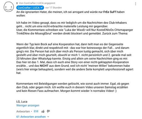 ConCrafter und die Arroganz – Nach hinten losgegangen!