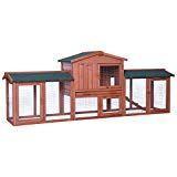 dibea RH10241, XXXL Kaninchenstall 223 x 52 x 85 cm (B x T x H, braun), Premium Kleintierstall für Hasen, Meerschweinchen oder Zwergkaninchen, wetterfestes Dach