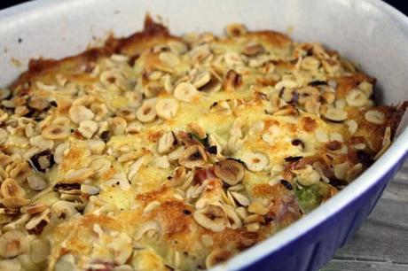 Haselnuss-Rosenkohlgratin