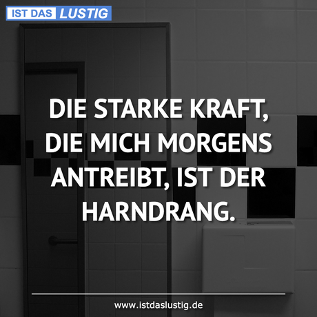 Lustiger BilderSpruch - DIE STARKE KRAFT, DIE MICH MORGENS ANTREIBT,...