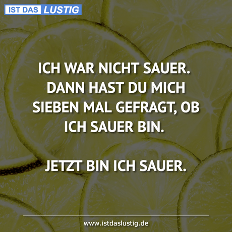 Lustiger BilderSpruch - ICH WAR NICHT SAUER. DANN HAST DU MICH SIEBEN...